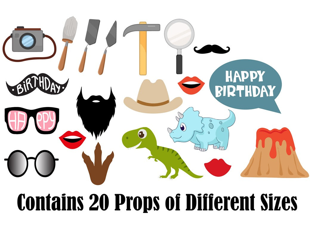 DINOSAUR THEME BIRTHDAY PARTY PHOTO BOOTH PROPS KIT