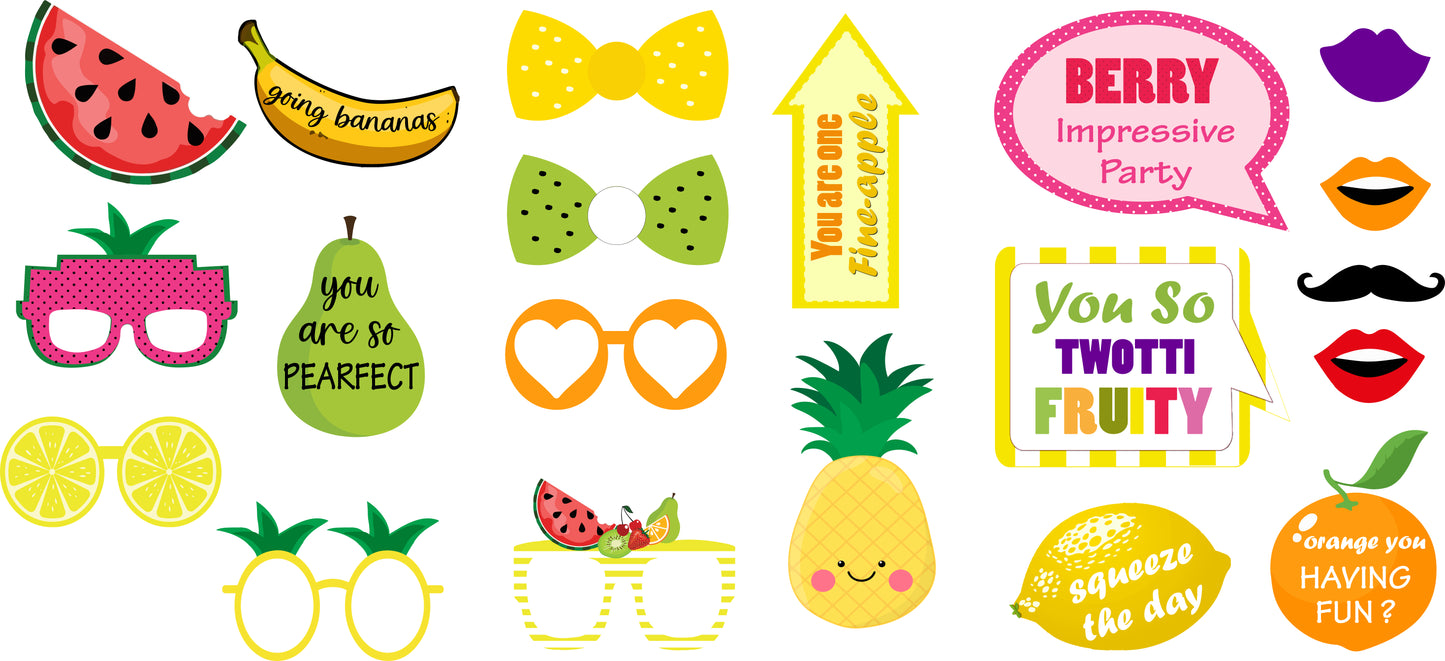 Twotti Fruity Theme Birthday Party Photo Booth Props Kit