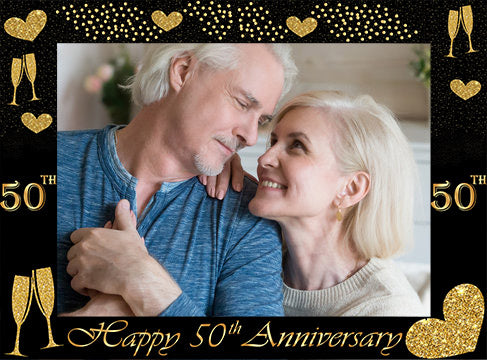 50th Anniversary Party Selfie Photo Booth Frame & Props