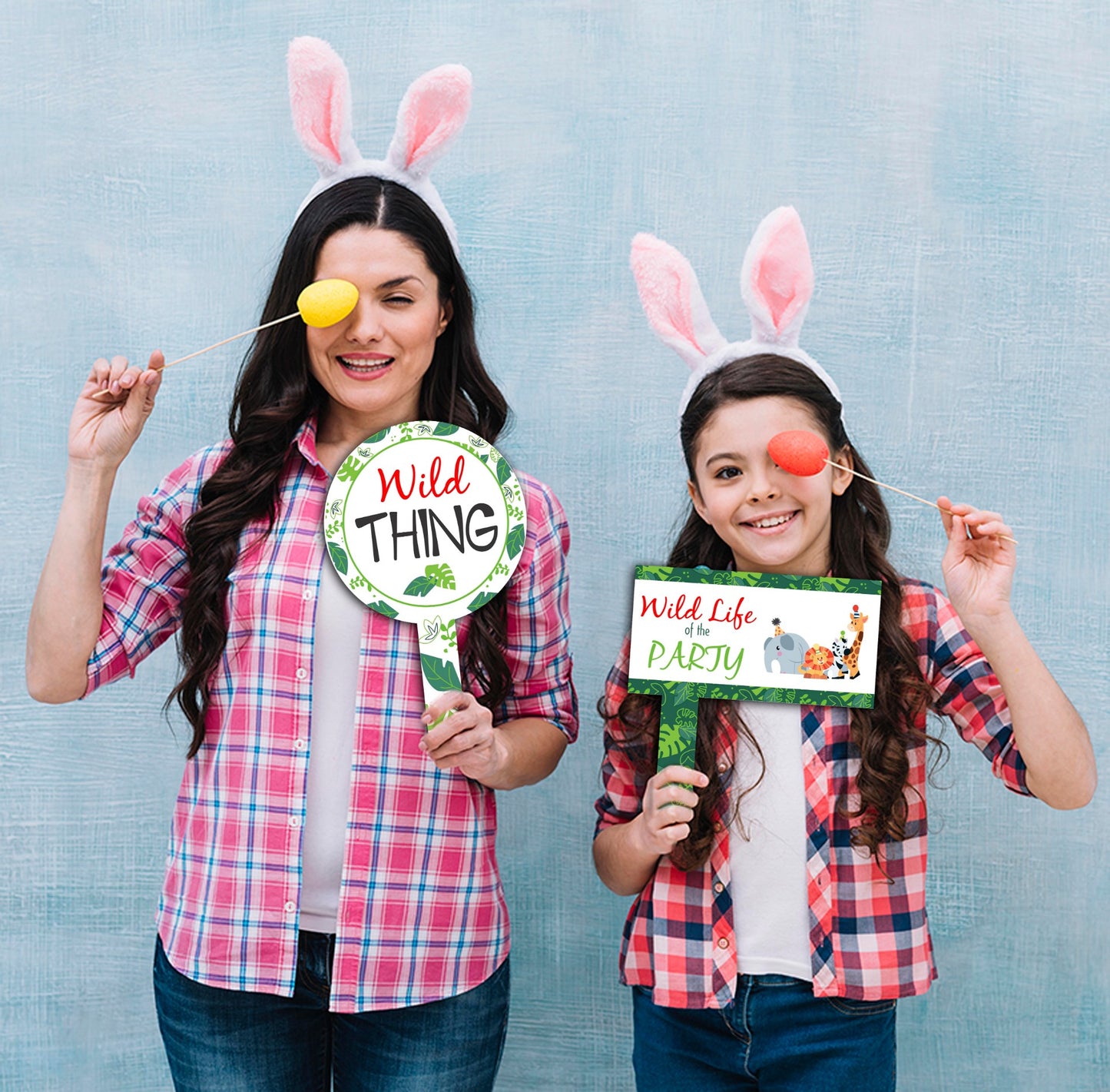 Jungle Theme Birthday Party Selfie Photo Booth Frame & Props