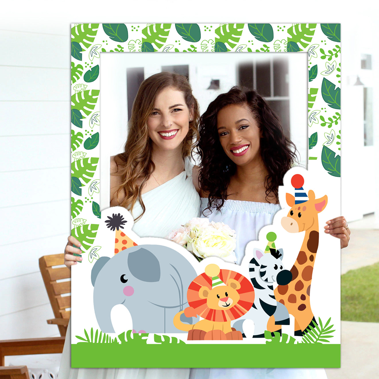 Jungle Theme Birthday Party Selfie Photo Booth Frame & Props
