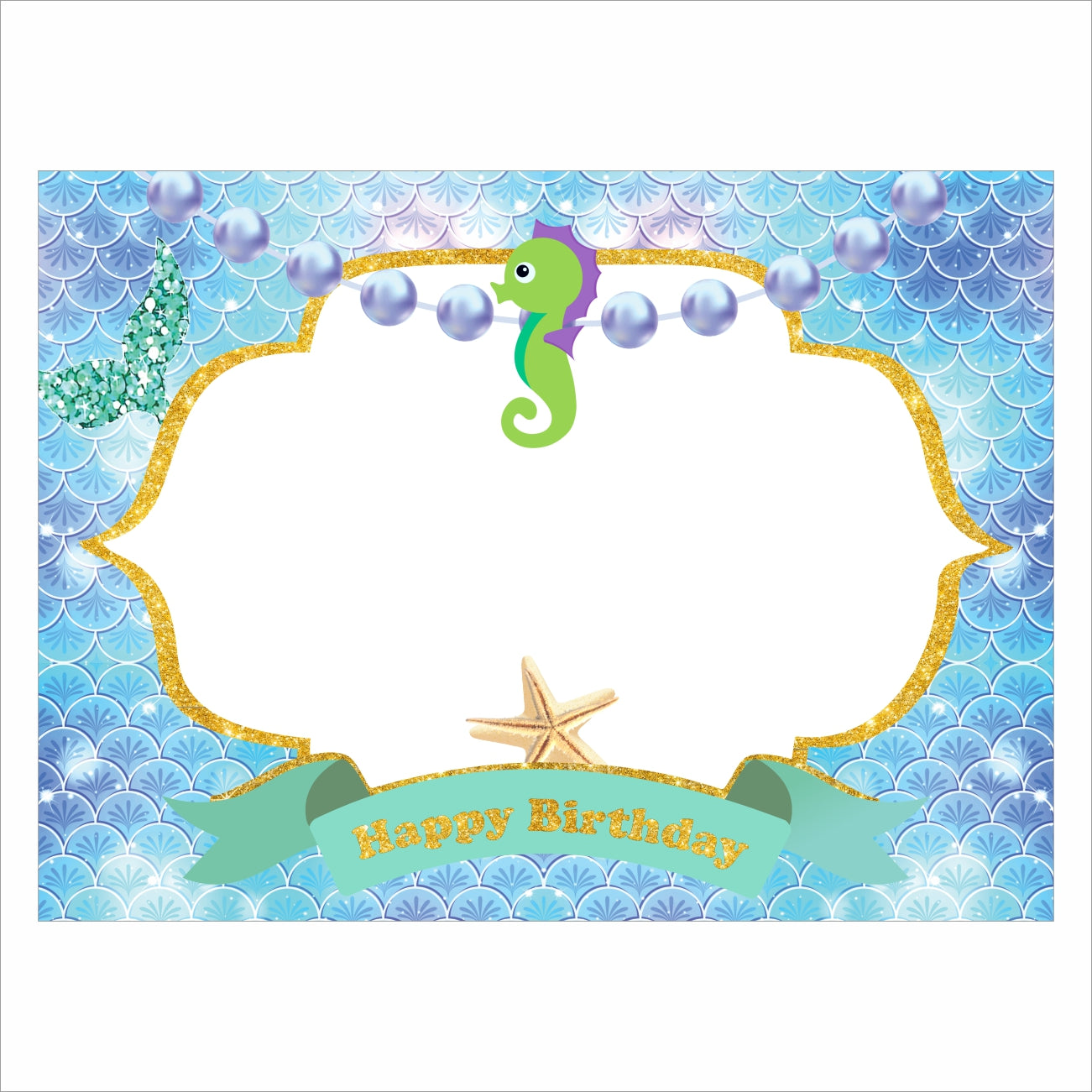Mermaid Theme Birthday Party Selfie Photo Booth Frame