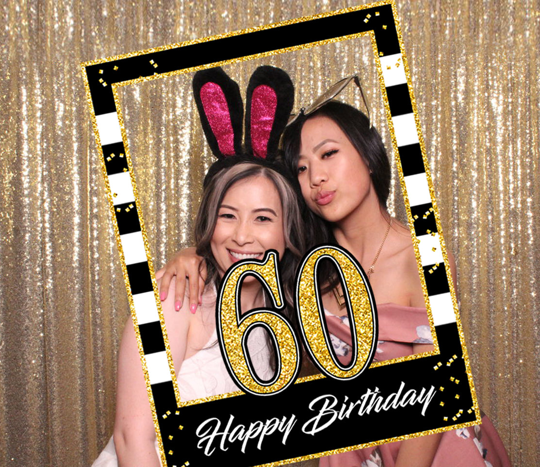 60th Birthday Party Selfie Photo Booth Frame & Props