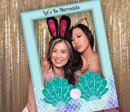 Mermaid Theme Birthday Party Selfie Photo Booth Frame & Props