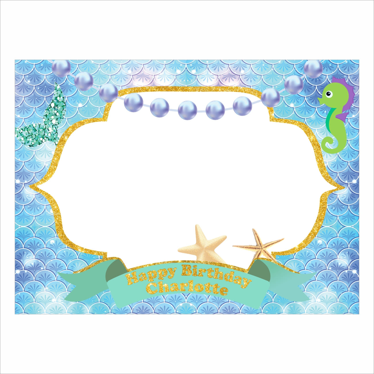 Mermaid Theme Birthday Party Selfie Photo Booth Frame
