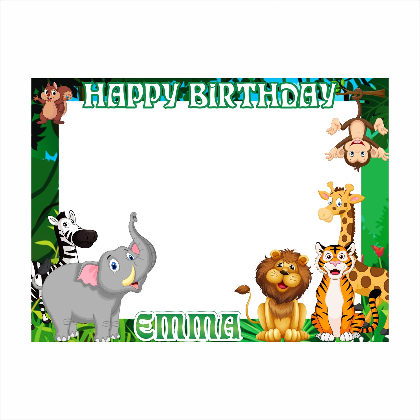 Jungle Theme Birthday Party Selfie Photo Booth Frame