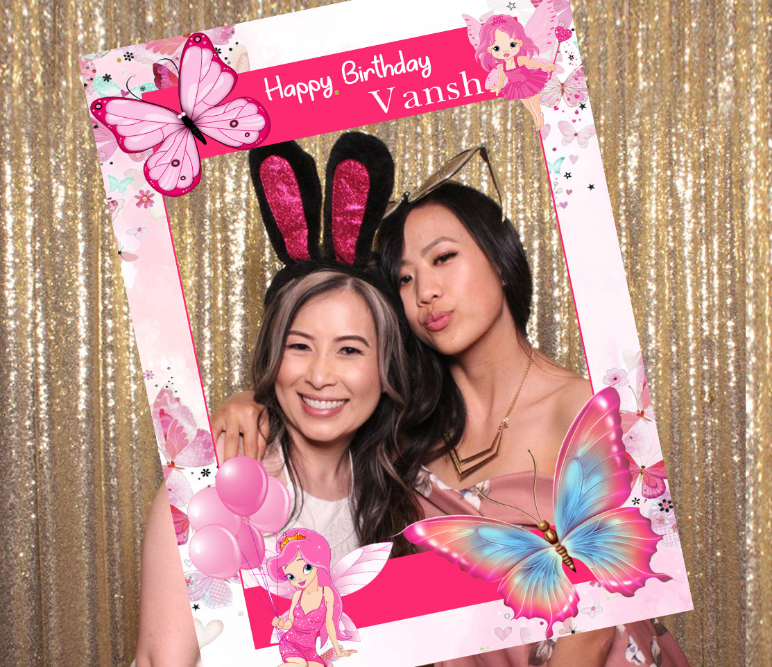 Butterflies & Fairies Theme Birthday Party Selfie Photo Booth Frame