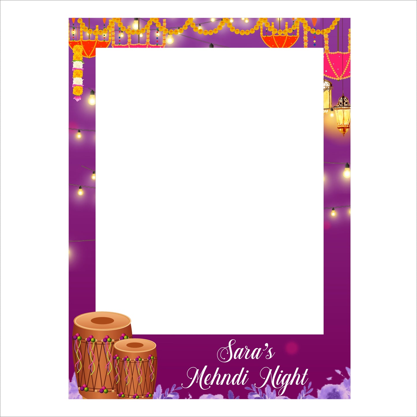 Mehandi Theme Party Selfie Photo Booth Frame