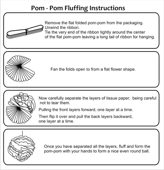 Red White And Gold White Tissue Paper Pom Poms And Paper Lanterns Decoration.