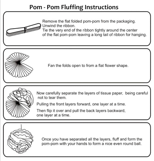 Paper Pom Pom Multi color Decoration - Pack of 5 with glue dot