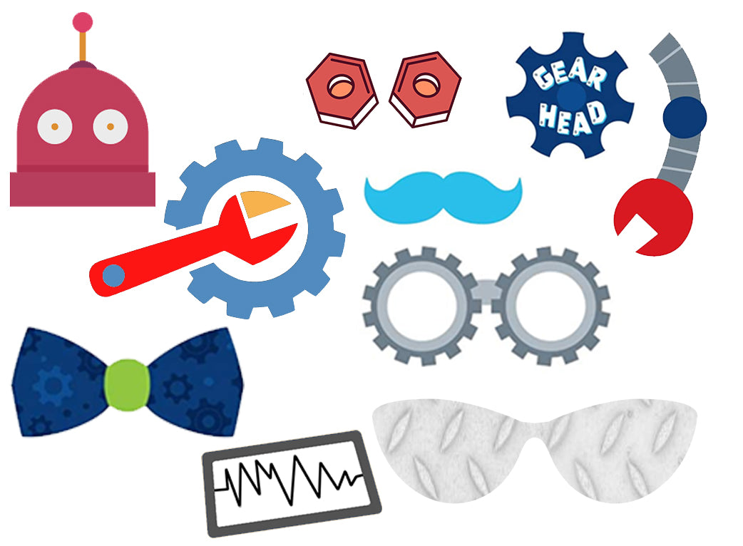 Robot Theme Birthday Party Photo Booth Props Kit