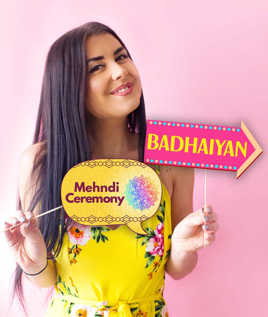 Mehndi Ceremony Theme Party Photo Booth Props Kit