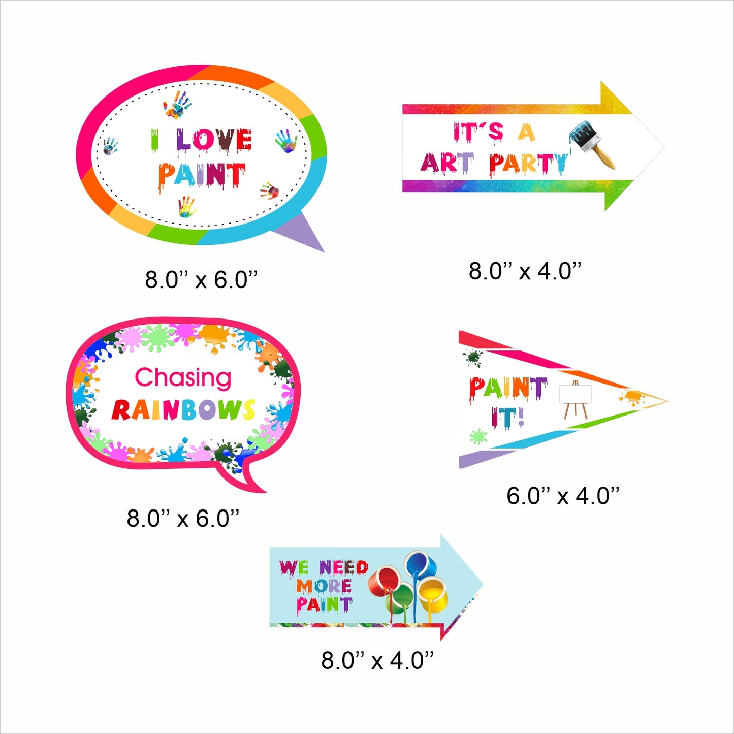 Art and Paint Theme Birthday Party Photo Booth Props Kit