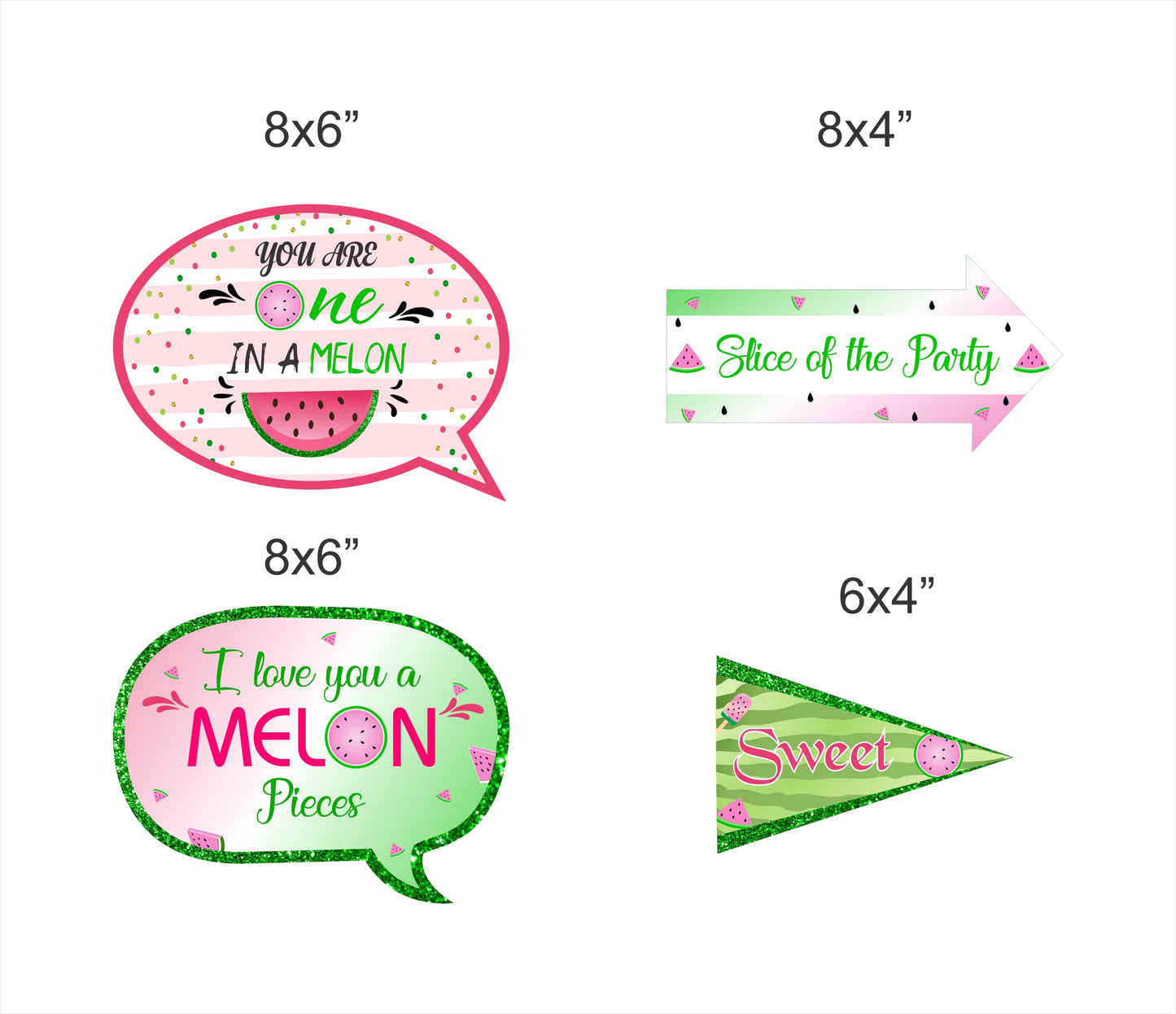 One In A Melon Theme Birthday Party Photo Booth Props Kit