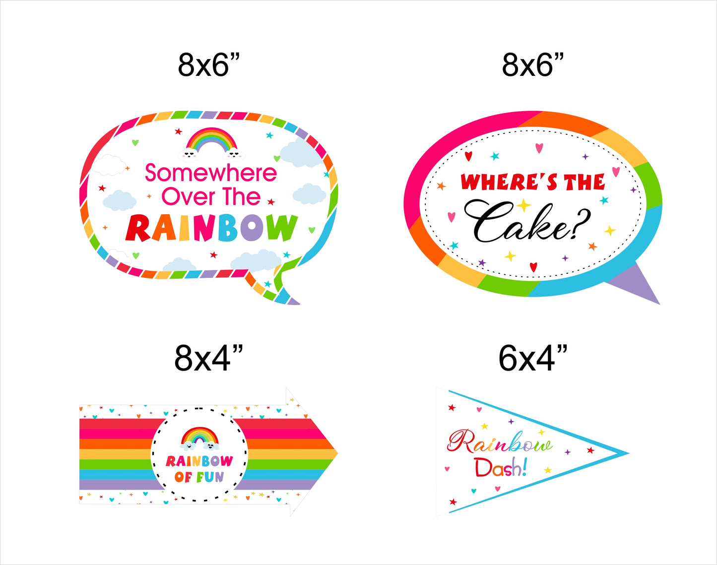 Rainbow Theme Birthday Party Photo Booth Props Kit