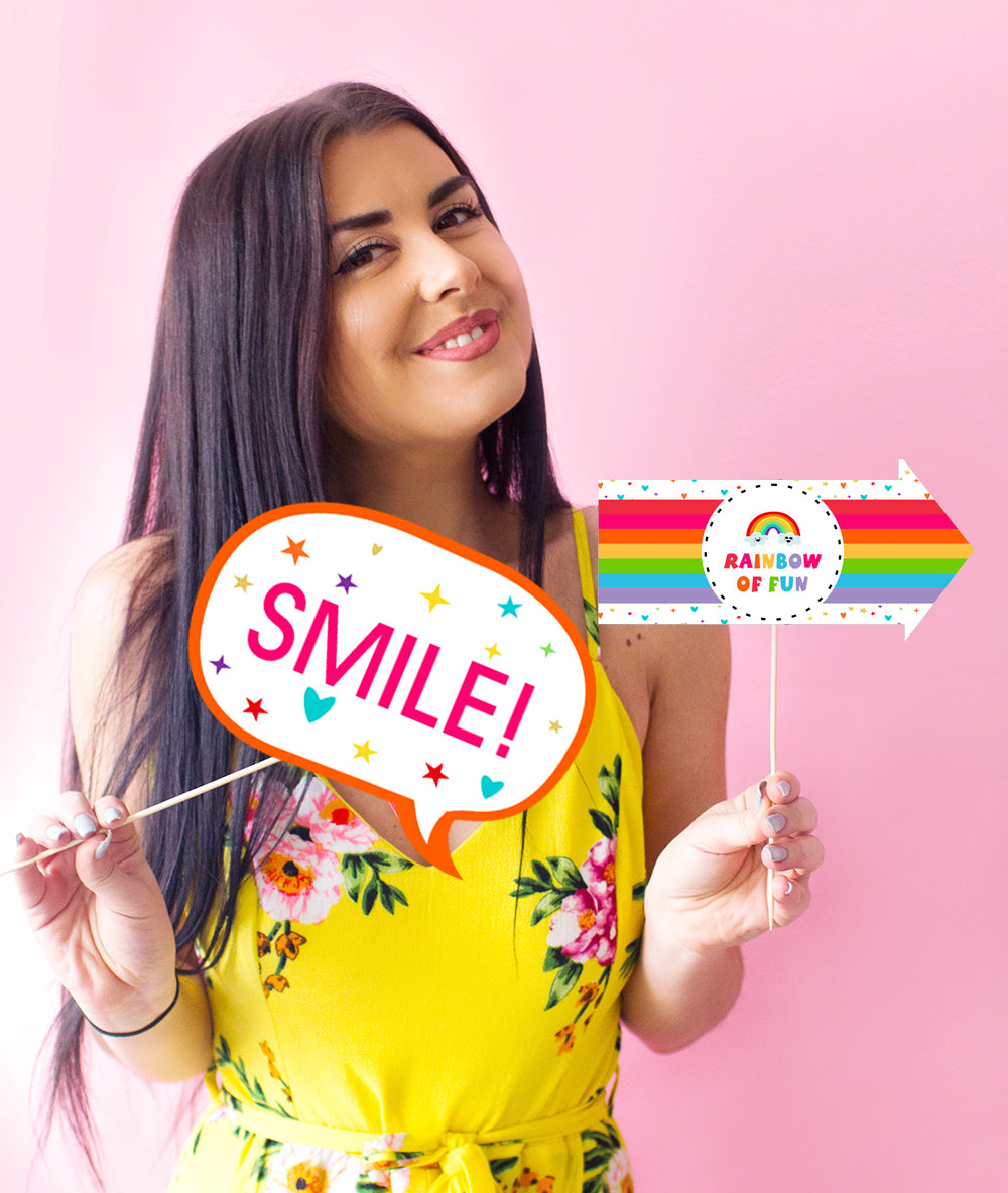 Rainbow Theme Birthday Party Photo Booth Props Kit