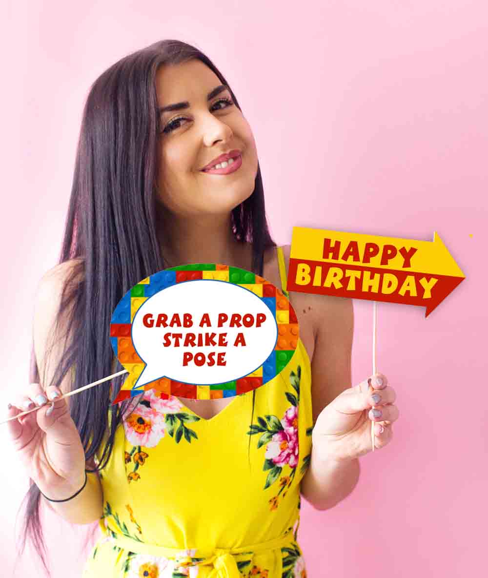 Lego Theme Birthday Party Photo Booth Props Kit