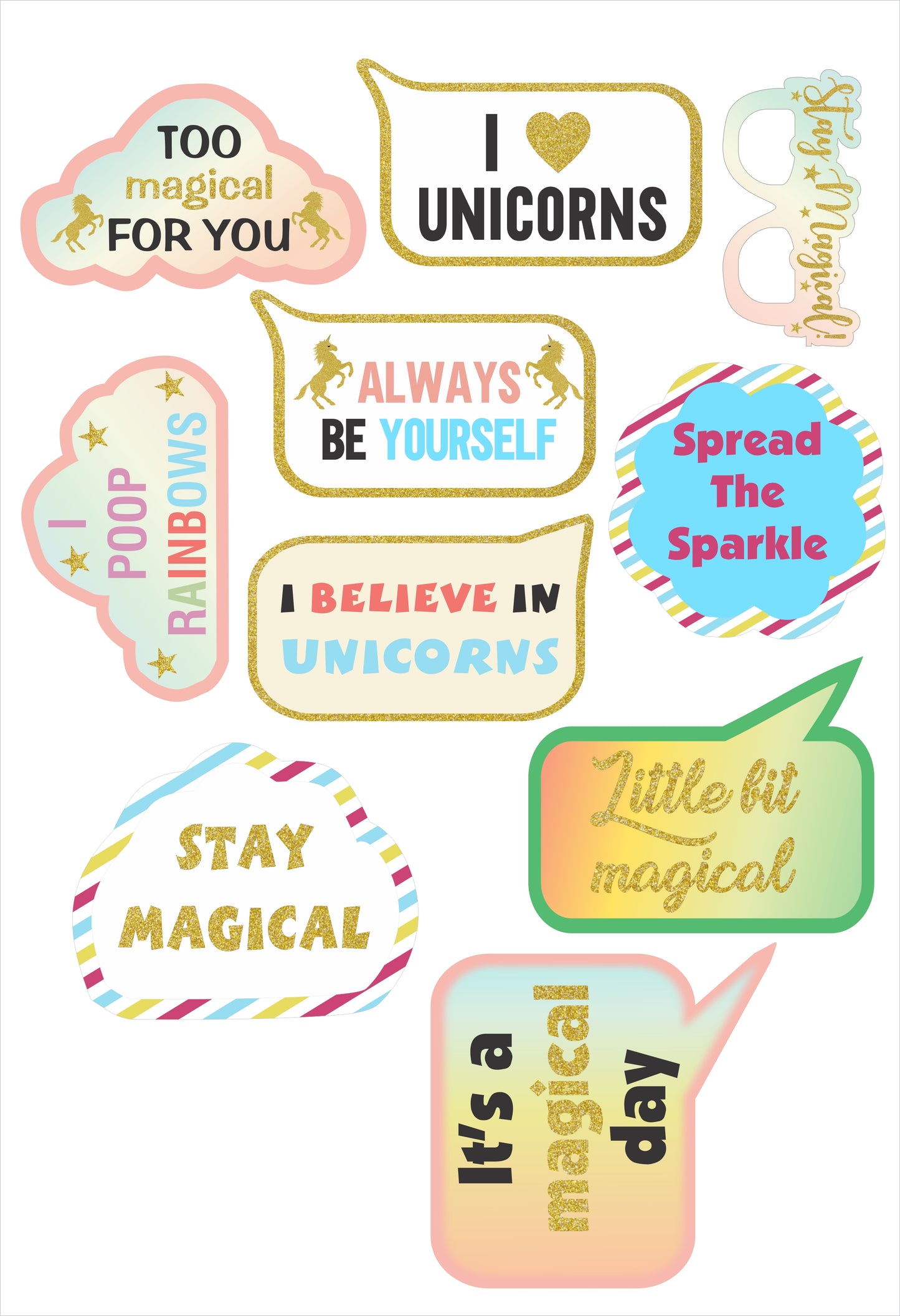 Unicorn Theme Birthday Party Photo Booth Props Kit