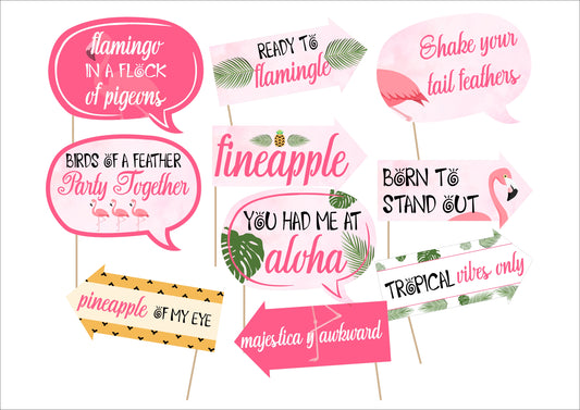 Flamingo Theme Birthday Party Photo Booth Props Kit