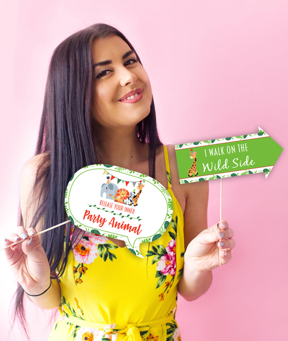 Jungle Theme Birthday Party Photo Booth Props Kit