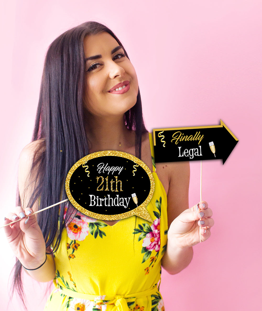 21st Birthday Party Photo Booth Props Kit