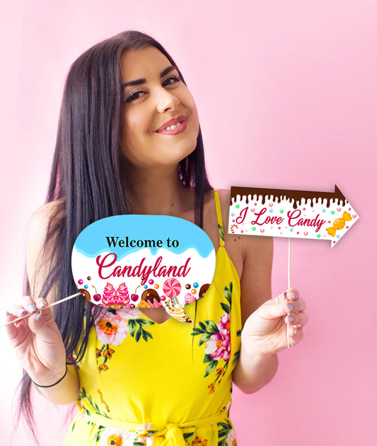 Candy Land Theme Birthday Party Photo Booth Props Kit