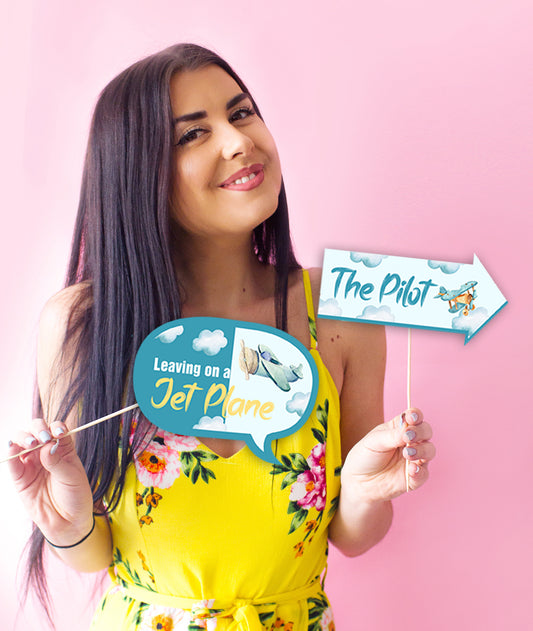 Airplane Theme Birthday Party Photo Booth Props Kit