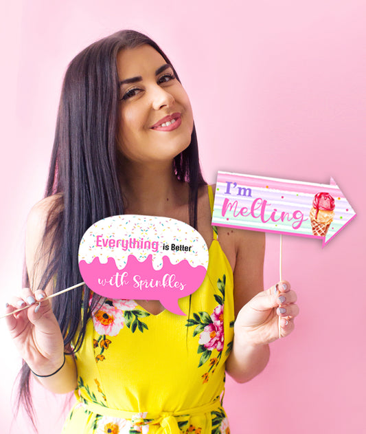 Two Sweet Theme Birthday Party Photo Booth Props Kit