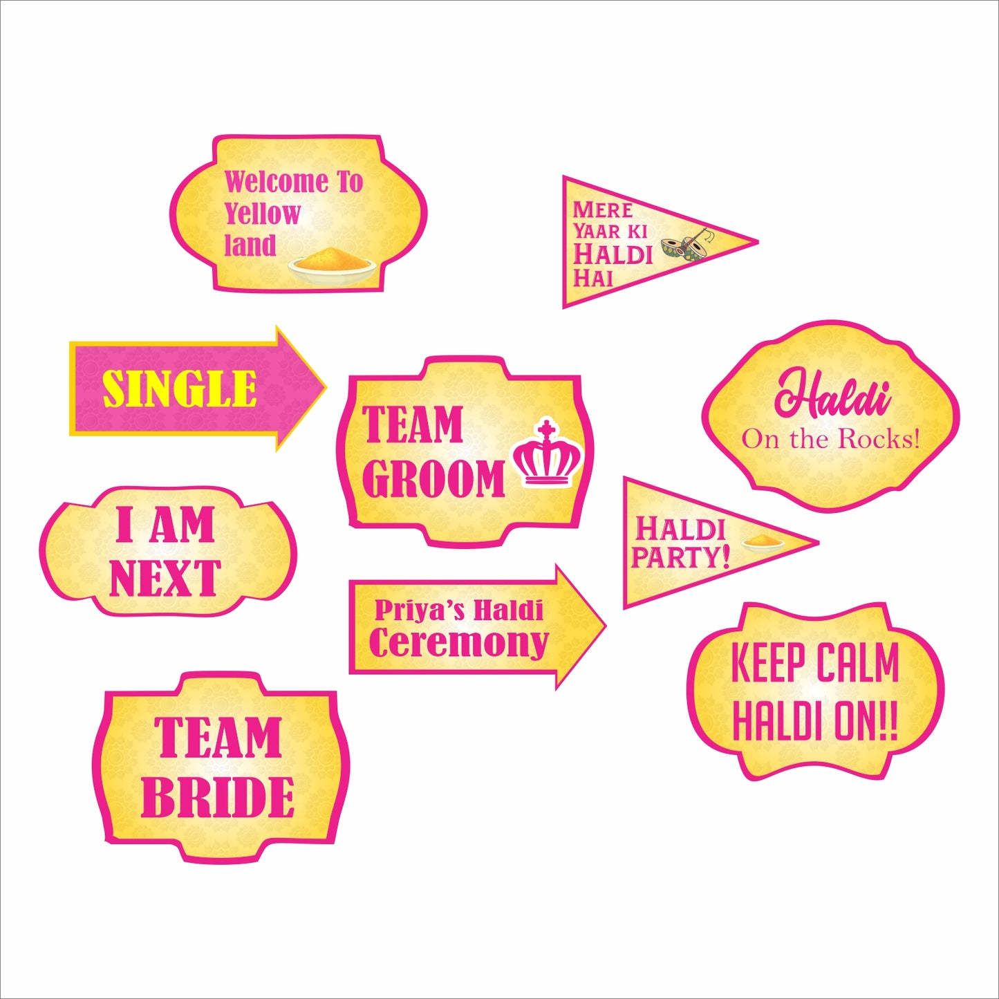 Haldi Ceremony Theme Party Photo Booth Props Kit