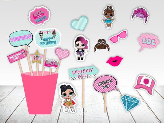 LOL Party Theme Birthday Party Photo Booth Props Kit
