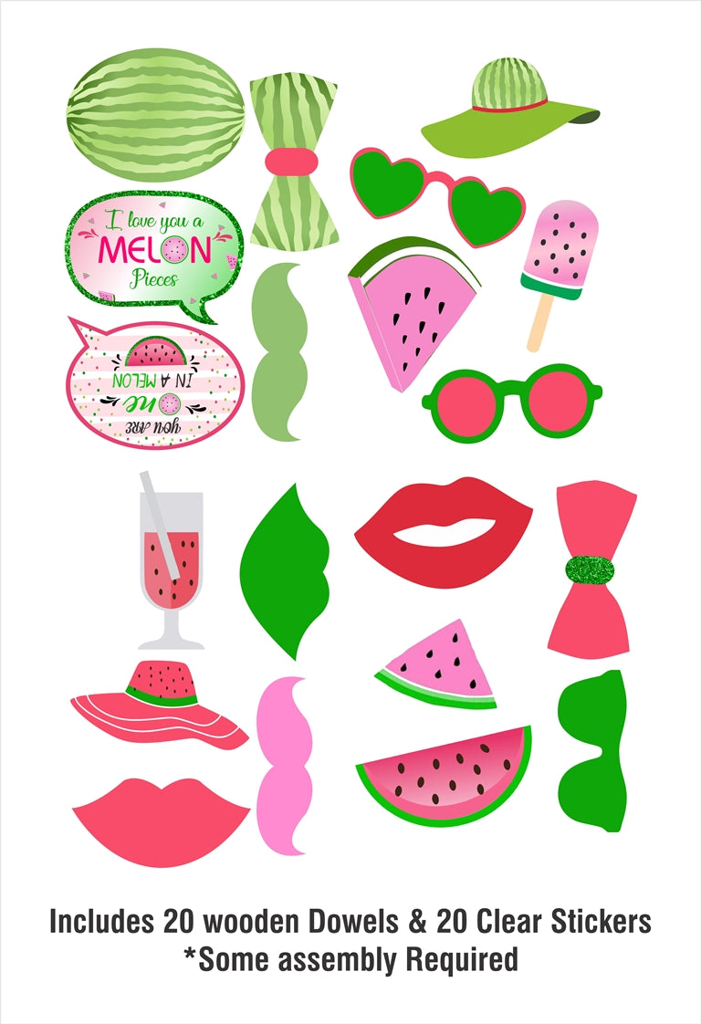 One In A Melon Theme Birthday Party Photo Booth Props Kit