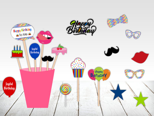 Joyful Theme Birthday Photo Booth Props Kit