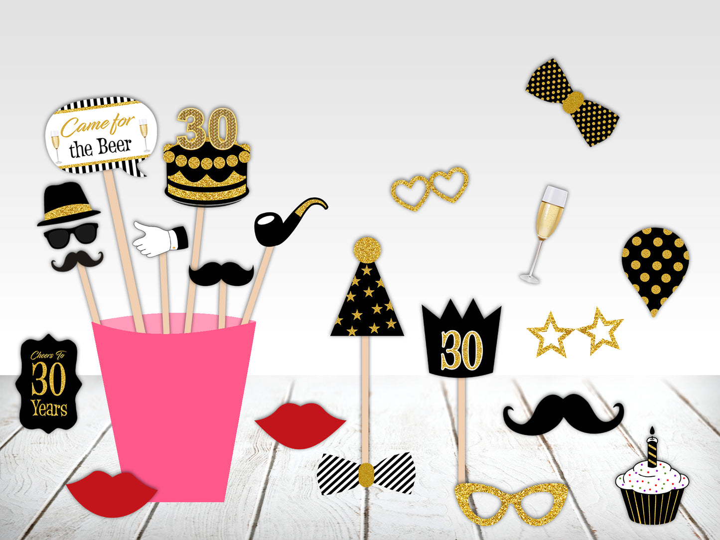 30th Birthday Party Photo Booth Props Kit