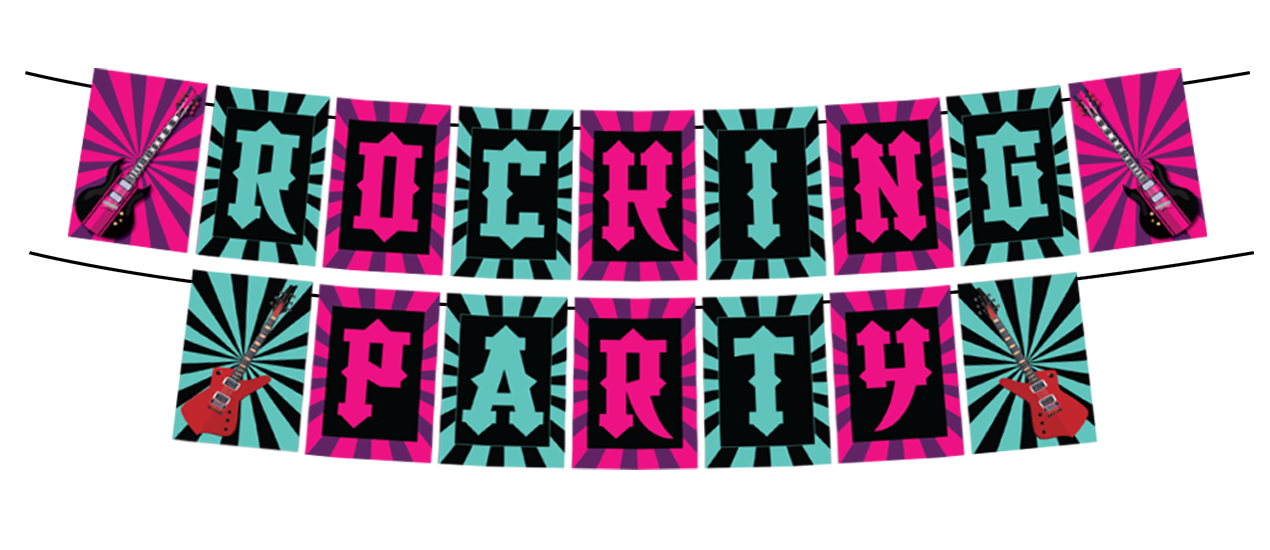 Rockstar Theme Birthday Party Banner for Decoration
