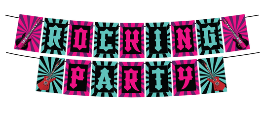Rockstar Theme Birthday Party Banner for Decoration