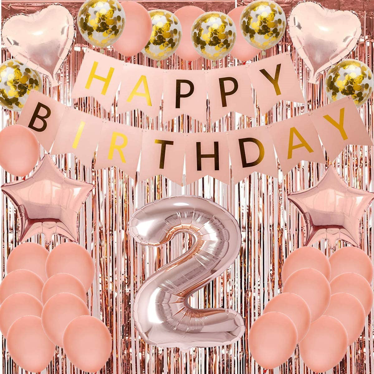 Two Sweet Theme Birthday Party Decoration Kit with Backdrop, Curtains & Balloons