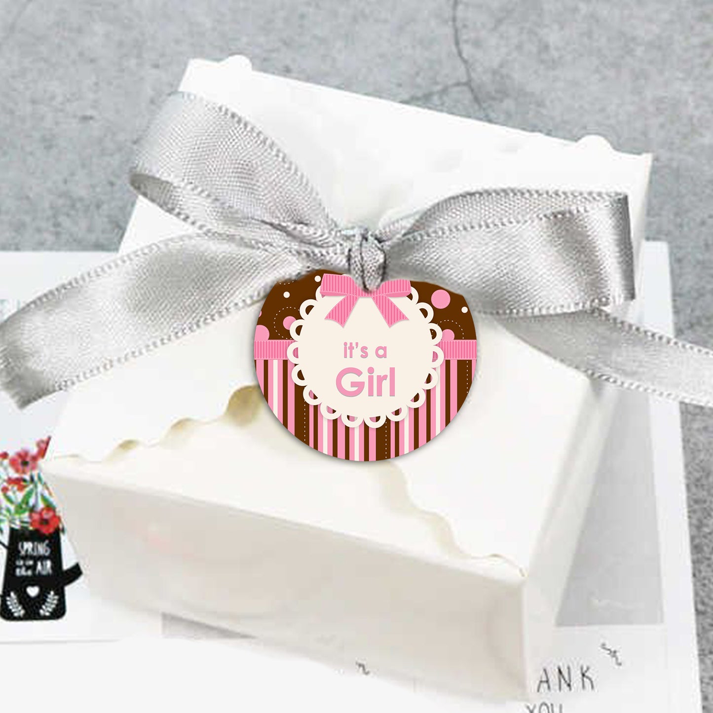 Cute Teddy Theme Welcome Baby Girl Thank You Gift Tags