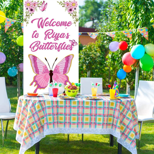 Butterflies Customized Welcome Banner Roll up Standee (with stand)