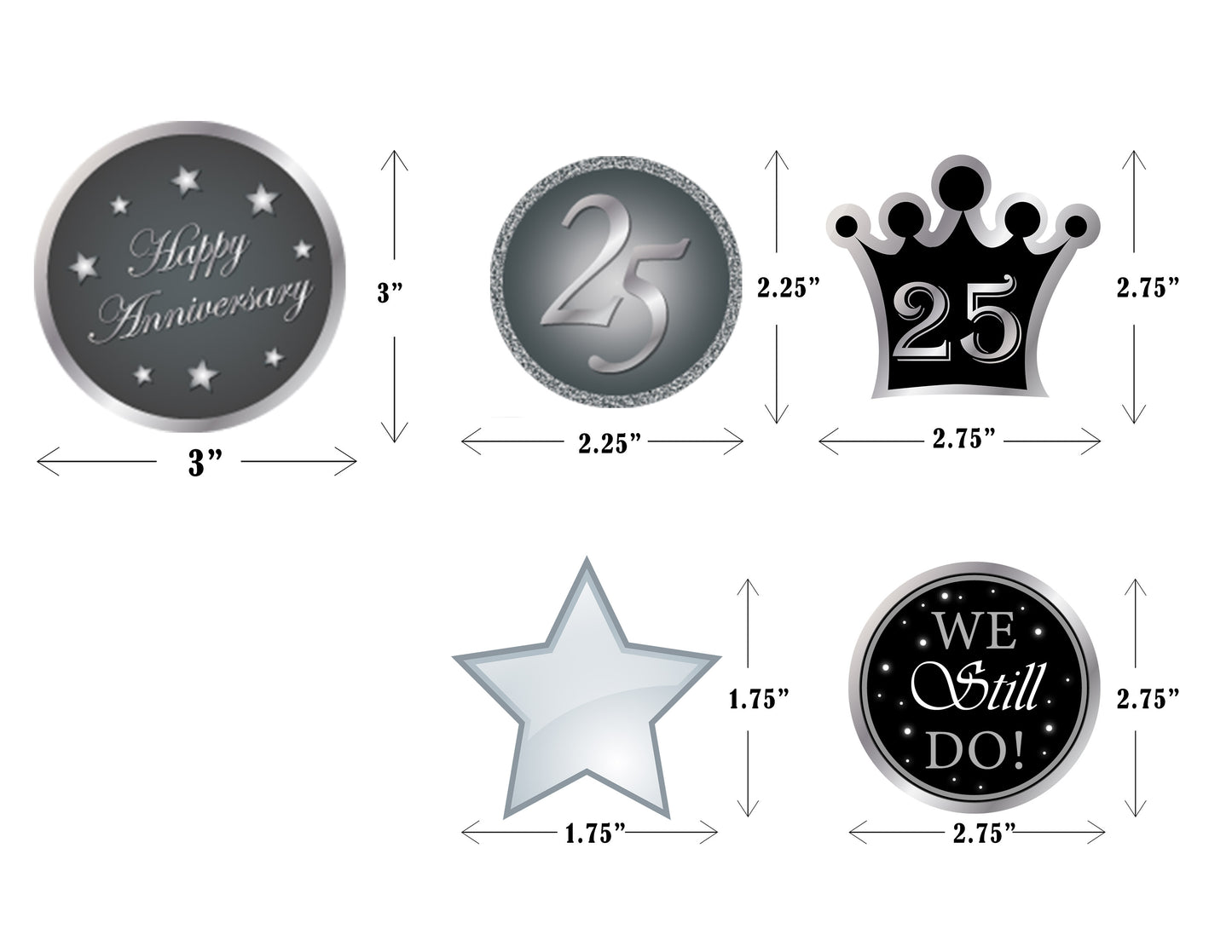25th Anniversary Party Cake Topper/Cake Decoration Kit