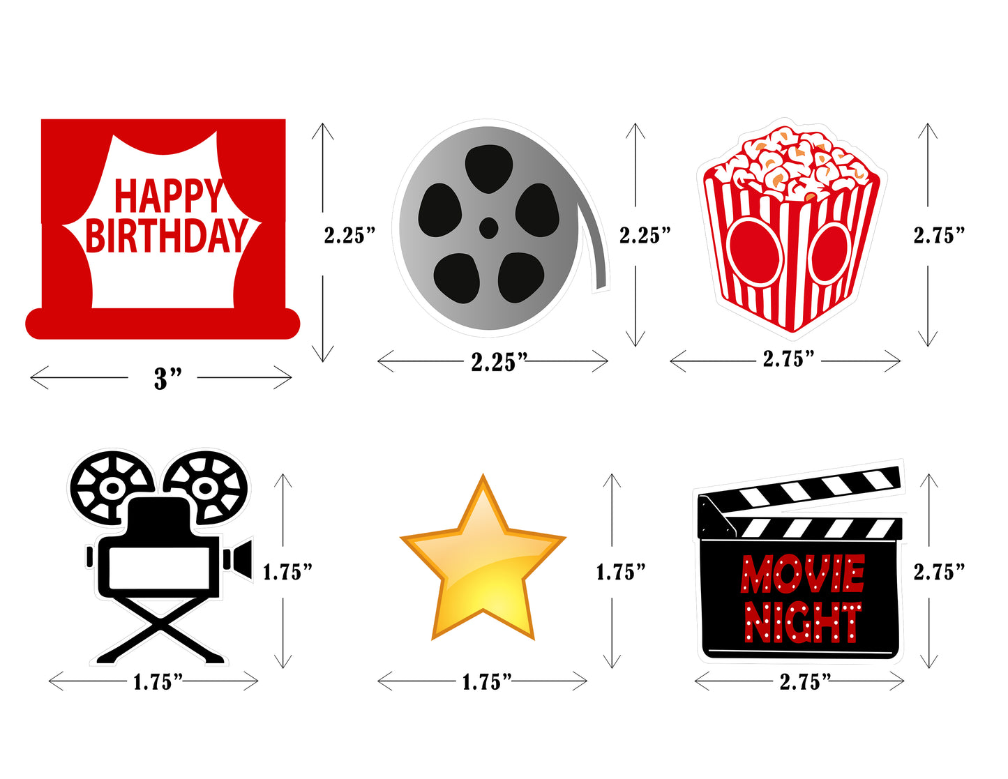 Movie Night Theme Cake Topper for Decorations