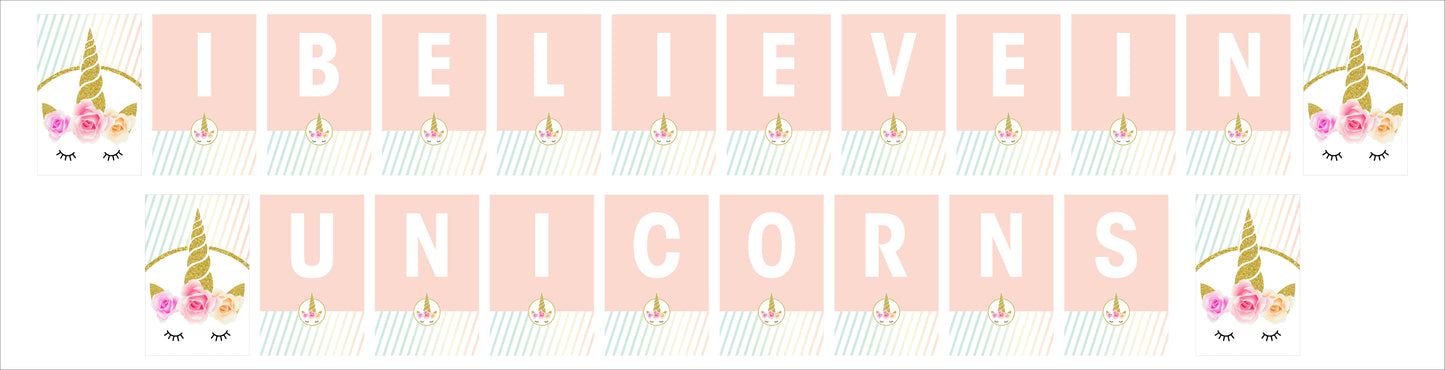 Unicorn Theme Birthday Party Banner for Decoration