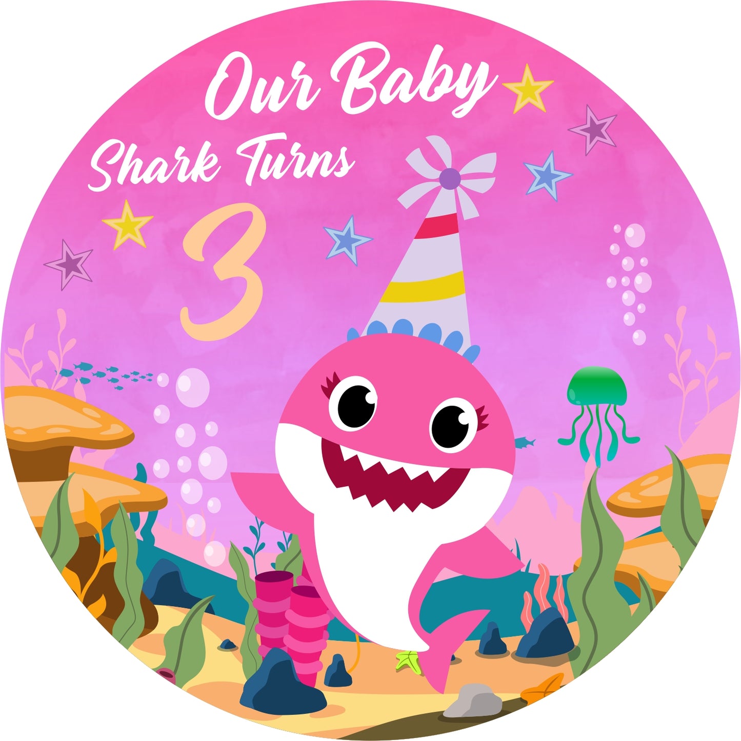 Baby Shark Theme Birthday Party Backdrop
