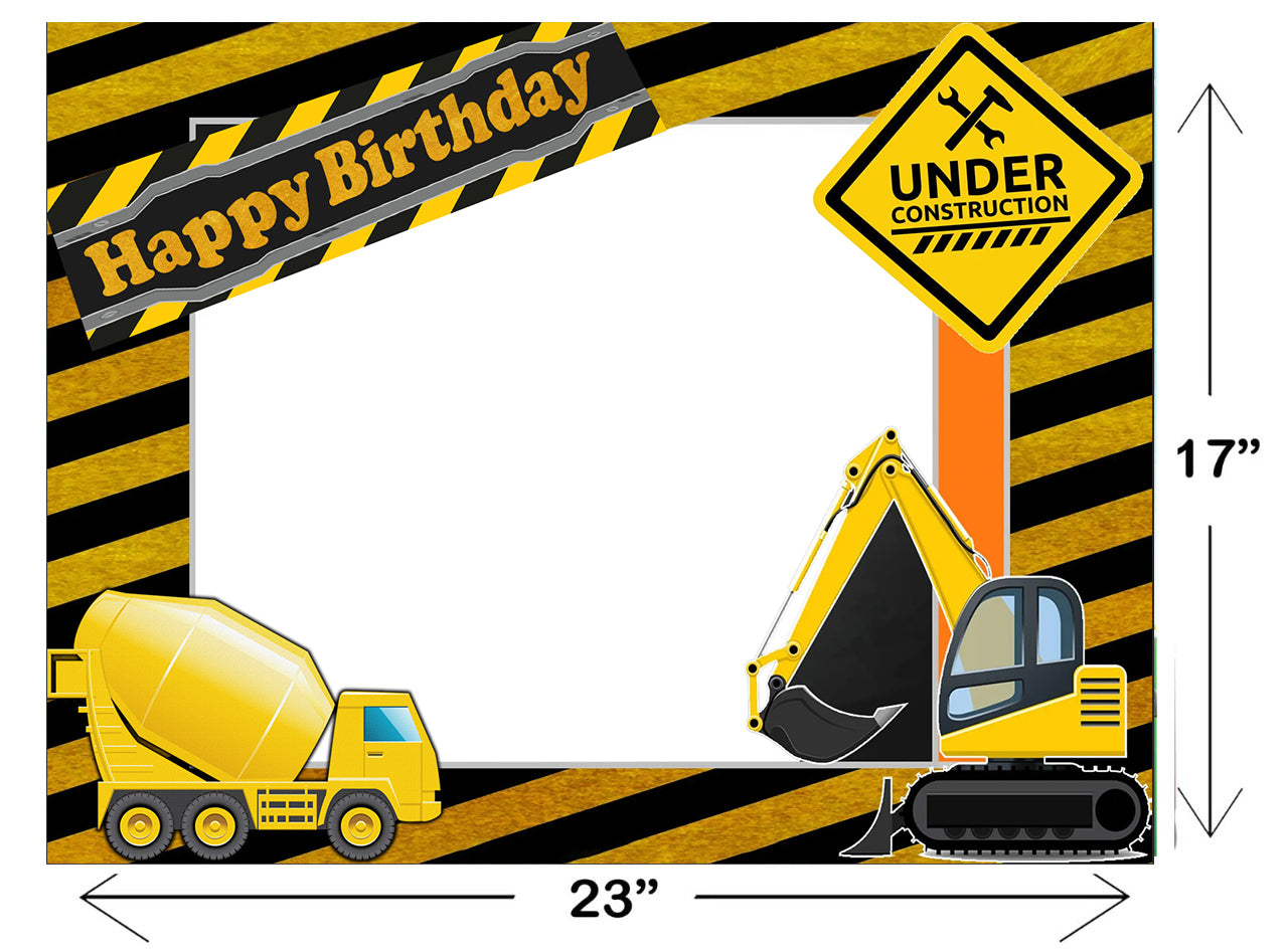Construction Theme Birthday Party Selfie Photo Booth Frame
