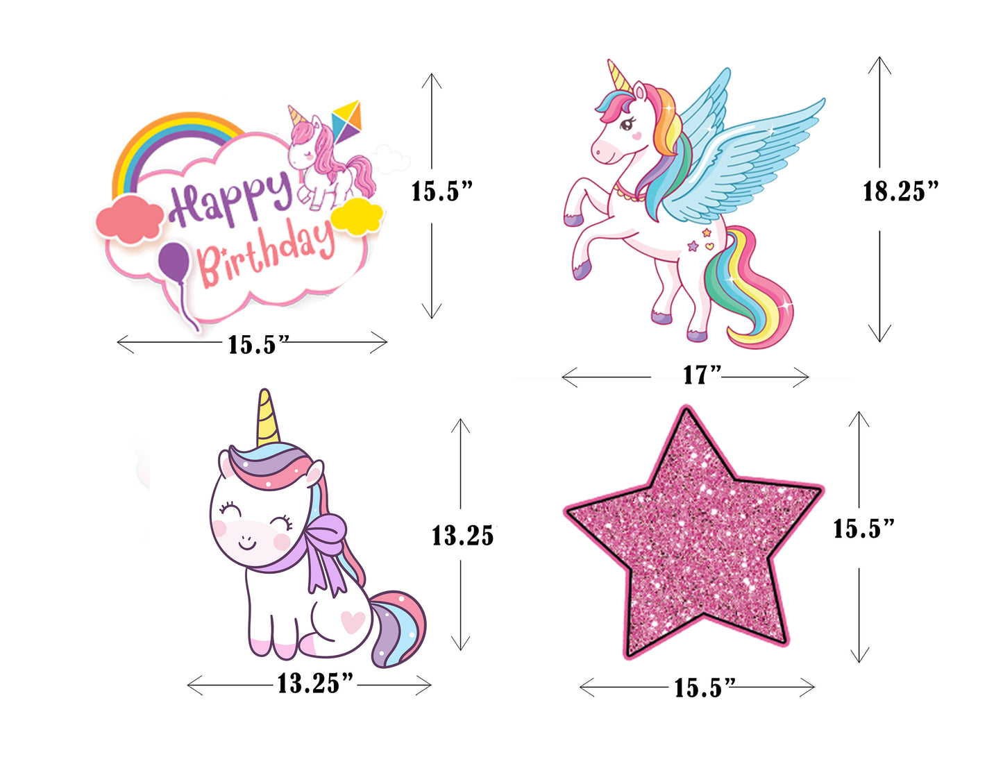 Unicorn Theme Birthday Party Cutouts