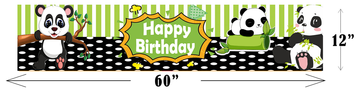 Panda Theme Birthday Long Banner for Decoration