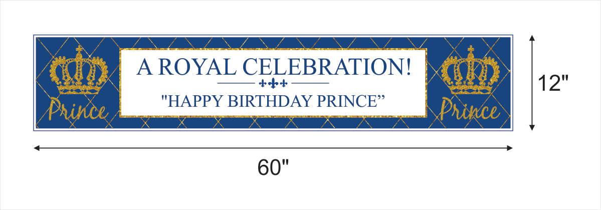 Prince Birthday Party Long Banner for Decoration