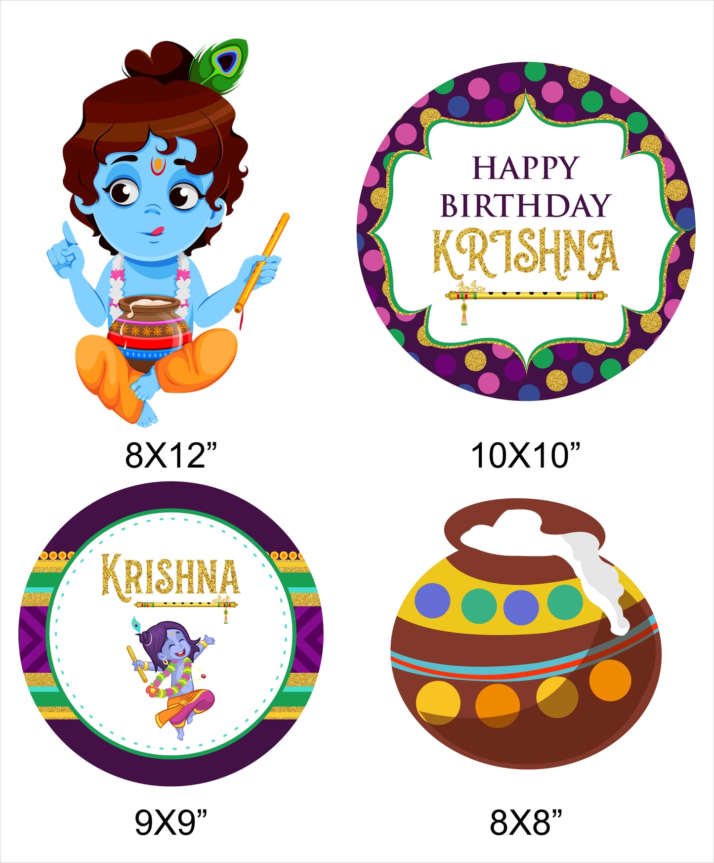 "Little Krishna" Theme Hanging - Set Of 12 With Swrils