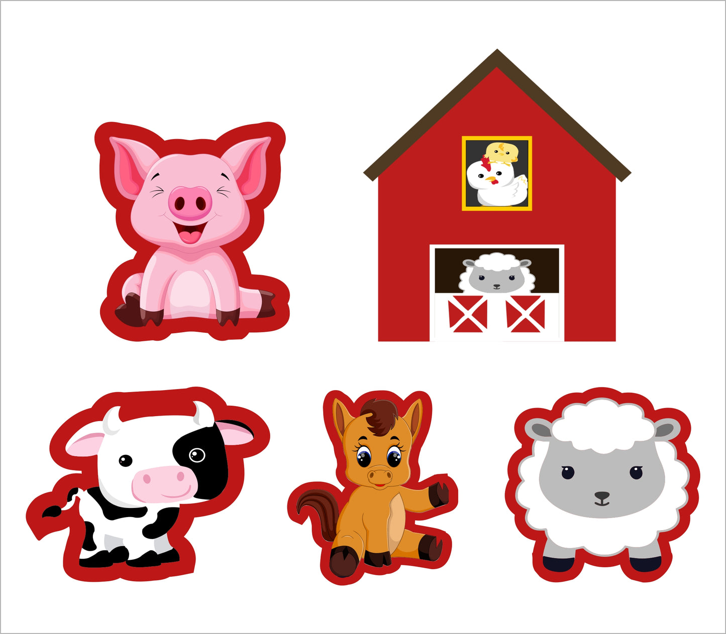 Farm Animal Theme Birthday Party Paper Decorative Straws
