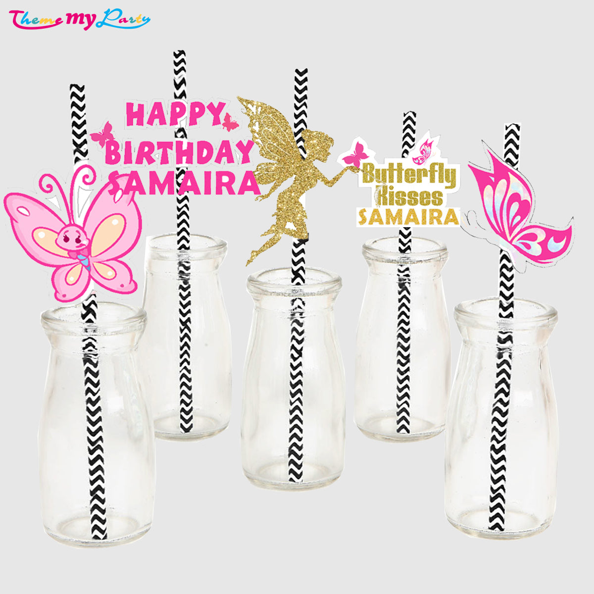 Butterflies & Fairies Theme Birthday Party Paper Decorative Straws