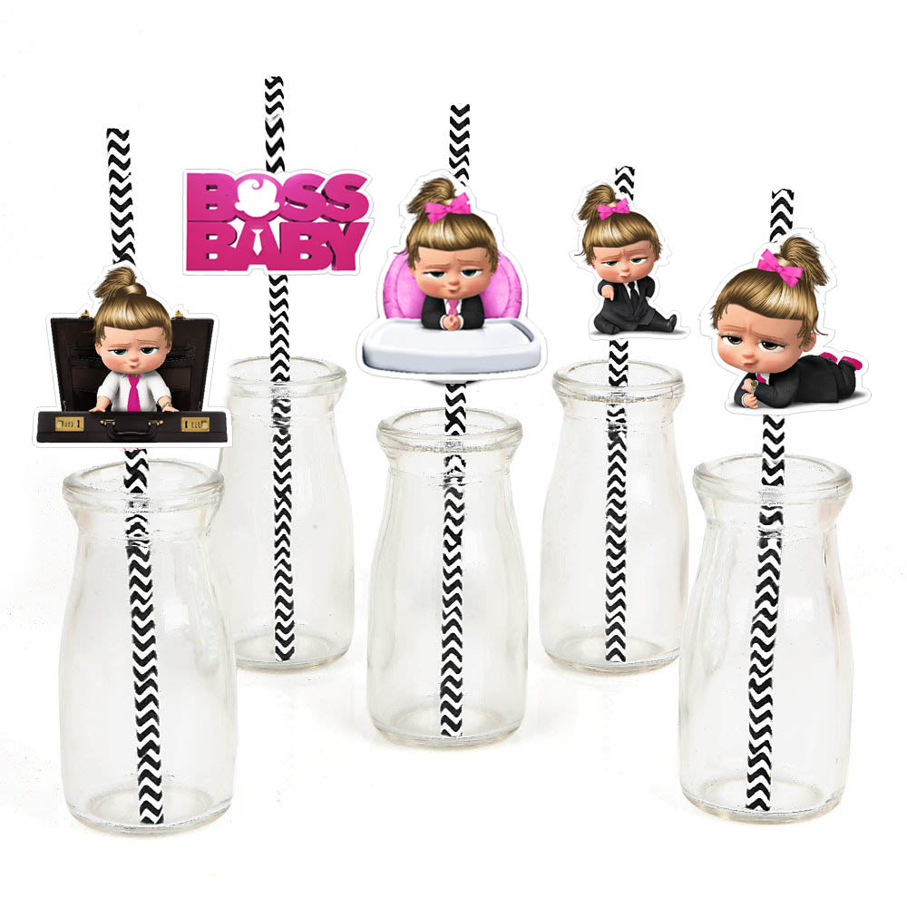 Boss Baby Girl Theme Birthday Party Paper Decorative Straws